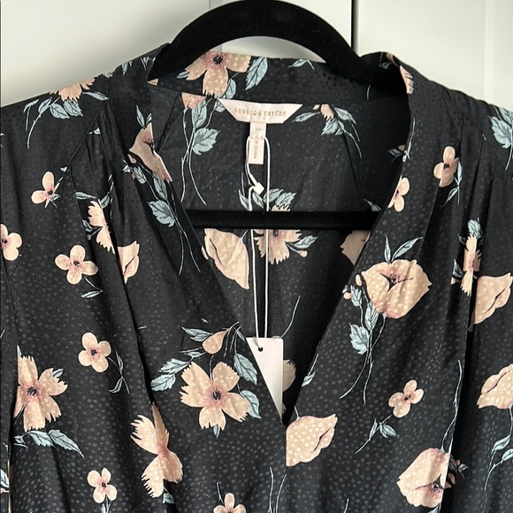 Rebecca Taylor Black Daniella Silk Blend Floral Dress | Size 10 - Picture 3 of 5